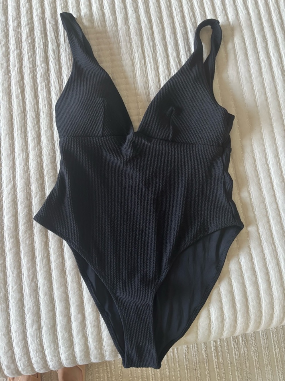H&M Black Textured One-Piece Swimsuit